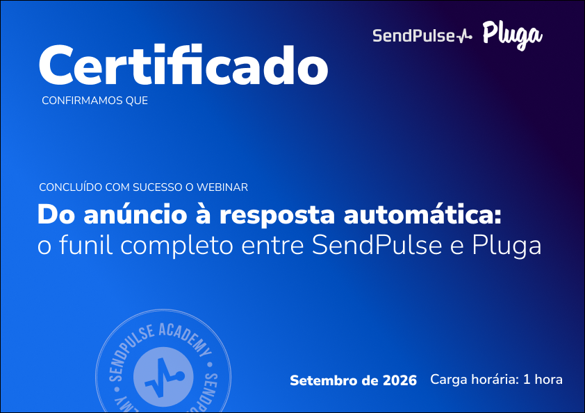 certificado pluga e sendpulse